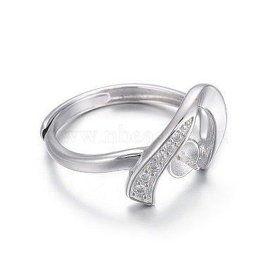 Adjustable Rhodium Plated 925 Sterling Silver Finger Ring Components(STER-F048-23P)-2