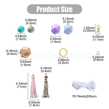 DIY Tassel & Silicone Beaded Keychain Making Kit(DIY-YW0008-57)-4