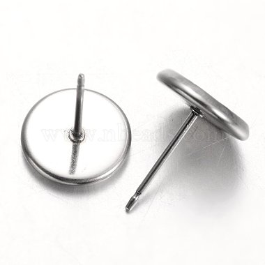 Flat Round Stainless Steel Stud Earring Settings(X-STAS-M227-8mm)-2