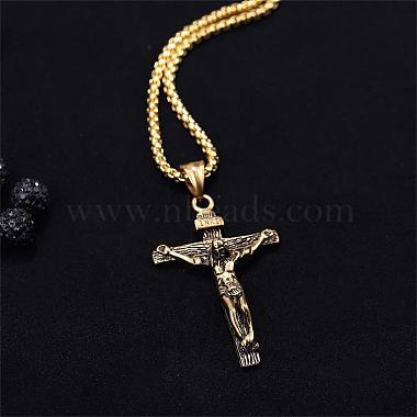 Cross Pendant Necklace with Jesus Crucifix Religious Necklace Sacrosanct Charm Neck Chain Jewelry Gift for Birthday Easter Thanksgiving Day(JN1109C)-7