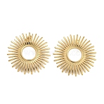 304 Stainless Steel Flower Stud Earrings for Women, Golden, 36mm(EJEW-U022-09G)