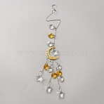 Glass & Alloy Hanging Suncatchers, for Garden Patio Balcony Decoration, Moon, 360mm, pendant: 147x34x8mm(AJEW-WH0481-177K)
