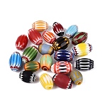 Handmade Millefiori Glass Barrel Beads, Chevron Beads, Mixed Color, 14~19x10~13mm, Hole: 1.2~5mm(LA-N002-06)