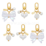 6Pcs 3 Styles ABS Imitation Pearl & Acrylic Pendant Decorations, with Alloy Swivel Clasps, Golden, 45~65mm, 2pcs/style(HJEW-WR00015)