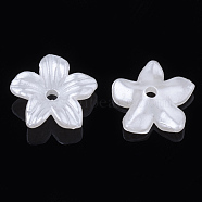 5-Petal ABS Plastic Imitation Pearl Bead Caps, Flower, Creamy White, 11.5x11x3.5mm, Hole: 1.5mm(OACR-S020-28)