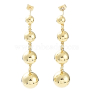 Brass Round Ball Dangle Stud Earrings for Women, Real 18K Gold Plated, 52x12mm(EJEW-D086-03G)