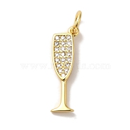 Brass Micro Pave Cubic Pendants, Real 18K Gold Plated, Martini Charms, Wine Glass Charms, Cadmium Free & Lead Free, Golden, 19x6x1.5mm, Hole: 3mm(X-KK-U027-07G-02)