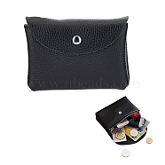 Leather Coin Purse, Wallet, Multi-use Card Case for Men, Rectangle, Black, 8.2x11.3x3.5cm(AJEW-WH0314-130A)