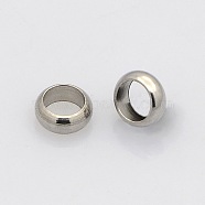 Ring 304 Stainless Steel European Large Hole Beads, Spacer Beads, Metal Findings for Jewelry Making Supplies, Stainless Steel Color, 4x1.5mm, Hole: 2.5mm(STAS-N020-11-4mm)