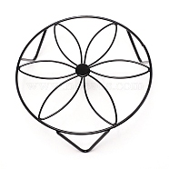 Flat Round with Flower Pattern Iron Display Decorations, for Garden Plant Supports, Black, 240x70mm(AJEW-WH0244-09C)