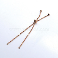 Adjustable 201 Stainless Steel Slider Bracelets Making, Box Chain Bolo Bracelets Making, Rose Gold, Single Chain Length: about 11.5cm(STAS-S105-JN646-3)