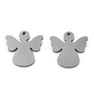 304 Stainless Steel Charms, Laser Cut, Angel, Stainless Steel Color, 15x15x1mm, Hole: 1.2mm(STAS-N092-10)