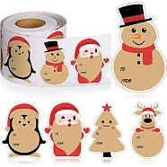 Christmas Theme Cartoon Paper Stickers, Self-adhesive Decorative Stickers Decals, Snowman, 75x55mm, 200pcs/roll(STIC-P013-09B)