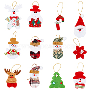 12pcs 12 styles Christmas Velvet Pendant Decorations with Bell, for Christmas Tree Hanging Decoration, Mixed Shapes, Mixed Color, 144~165mm, Pendant: 107~140x73~98x15~26mm, 1pc/style(FIND-FH0007-54)