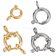 8Pcs 4 Styles 304 Stainless Steel Spring Ring Clasps, Golden & Stainless Steel Color, 12.5~17x8~12.5x1.5~4mm, Hole: 2~3mm, 2pcs/style(STAS-GO0001-17)