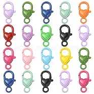20Pcs Spray Painted Eco-Friendly Alloy Lobster Claw Clasps, Cadmium Free & Nickel Free & Lead Free, Heart, Mixed Color, 27x15x6.5mm, Hole: 4mm(PALLOY-YW026-01)