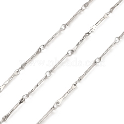 304 Stainless Steel Bone Link Chains, Soldered, Textured, with Spool, Stainless Steel Color, 14.5x1x1mm, Ring: 2mm, about 10m/roll(CHS-G025-15P)