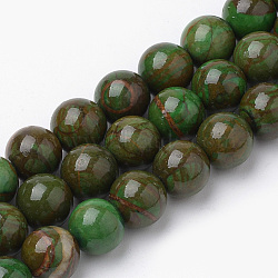 Natural Picture Jasper Beads Strands, Dyed, Round, Green, 6mm, Hole: 1mm, about 70pcs/strand, 15.7 inch(39.87cm)(G-S272-6mm-03)
