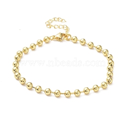 Rack Plating Brass Ball Chain Bracelets for Women, Long-Lasting Plated, Lead Free & Cadmium Free, Real 18K Gold Plated, 7-1/4 inch(18.5cm), Bead: 4mm(BJEW-G676-01B-G)