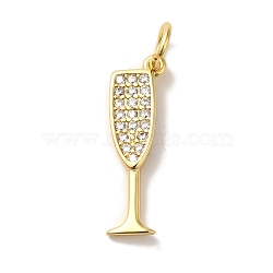 Brass Micro Pave Cubic Pendants, Real 18K Gold Plated, Martini Charms, Wine Glass Charms, Cadmium Free & Lead Free, Golden, 19x6x1.5mm, Hole: 3mm(X-KK-U027-07G-02)