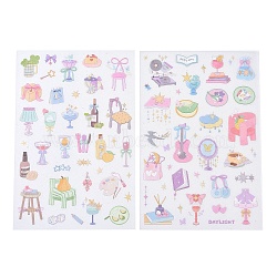 2Pcs 2 Styles PET Self-Adhesive Stickers, for Party Decorative Presents, Food, 218x125x0.8mm, Sticker: 7~40x9~29mm, 1pc/style(STIC-P011-A03)