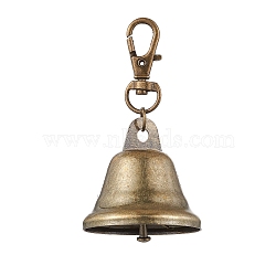 Iron Bell Pendants Decoration, Alloy Swivel Lobster Claw Clasps Charms for Backpack Key Chain Ornaments, Antique Bronze, 71mm(HJEW-JM02226)