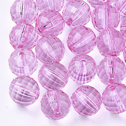 Transparent Acrylic Beads, Faceted Round, Hot Pink, 22mm, Hole: 3mm, about 82pcs/500g(PL544Y-3)