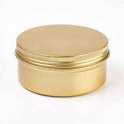 Round Aluminium Tin Cans, Aluminium Jar, Storage Containers for Cosmetic, Candles, Candies, with Screw Top Lid, Golden, 8.3x3.8cm, Capacity: 150ml(5.07 fl. oz)(CON-L010-03G)