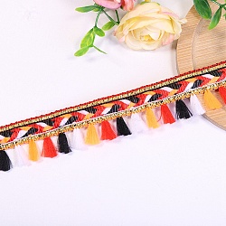 50 Yards Rainbow Color Polyester Fringe Ribbon, Tassel Ribbon, Red, 1 inch(25mm)(PW-WG86630-03)