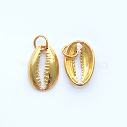 304 Stainless Steel Pendants, with Jump Ring, Cowrie Shell, Golden, 18.7x12.5x3mm, Hole: 4mm(STAS-L218-11G)