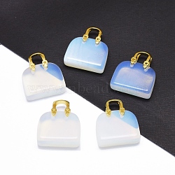 Opalite Brass Pendants, Golden, Bag, 27~29x24~26x9~13mm, Hole: 6mm(KK-E274-01G-01)