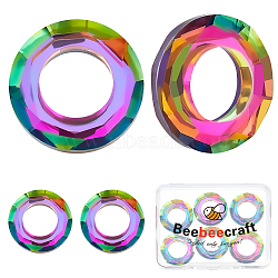 6Pcs Glass Pendants, Flat Round, Colorful, 20x5mm, Hole: 11mm(GLAA-BBC0001-10B)