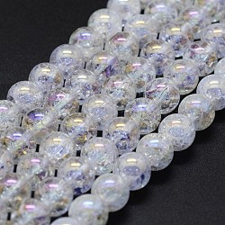 Electroplated Natural Crackle Quartz Crystal Beads Strands, Round, 12mm, Hole: 1mm, about 32pcs/strand, 15.7 inch(G-K285-08-12mm)
