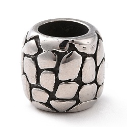 304 Stainless Steel Large Hole Beads, Column, Antique Silver, 11x12mm, Hole: 7mm(STAS-M301-32AS)