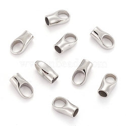 304 Stainless Steel Cord Ends, End Caps, Stainless Steel Color, 19x10x8mm, Hole: 7x9mm, 6mm inner diameter(STAS-I020-03)
