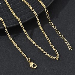 2MM Brass Double Link Chain Necklaces for Women, Long-Lasting Plated, Golden, 16.14 inch(41cm)(KK-CBA2293-18G)