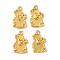 Rack Plating Alloy Pendants, Cadmium Free & Lead Free & Nickle Free, Rabbit Charms, Matte Gold Color, 15.5x10x2mm, Hole: 1.2mm(PALLOY-I215-11G)