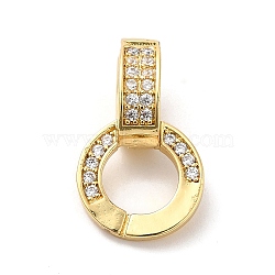 Rack Plating Brass Micro Pave Clear Cubic Zirconia Fold Over Clasps, Long-Lasting Plated, Lead Free & Cadmium Free, Flat Round, Real 18K Gold Plated, 20x12x12mm, Hole: 6x5.3mm(KK-Q772-03G)