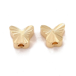 Rack Plating Eco-friendly Brass Beads, Lead Free & Cadmium Free, Long-Lasting Plated, Textured, Butterfly, Real 24K Gold Plated, 5x5.5x3mm, Hole: 1mm(KK-D075-18G-RS)