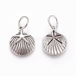 Tibetan Style Alloy Pendants, Shell with Starfish/Sea Stars, Antique Silver, 21.5x18x2.5mm, Hole: 7mm
(X-PALLOY-F224-02AS-05)