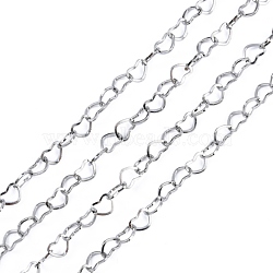 304 Stainless Steel Cross Chains, Decorative Heart Chains, Soldered, Stainless Steel Color, 4x0.5mm(CHS-K001-56)