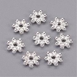 Tibetan Style Alloy Spacer Beads, Daisy, Silver Color Plated, 8x2mm, Hole: 1.5mm(TIBEB-O004-04S)