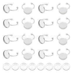 DIY Blank Dome Finger Ring Making Kit, Including 304 Stainless Steel Cuff Finger Rings Components, Glass Cabochons, Stainless Steel Color, Inner Diameter: 17.9mm, 60Pcs/box(DIY-UN0004-18B)