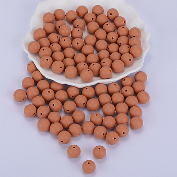 Round Silicone Focal Beads, Chewing Beads For Teethers, DIY Nursing Necklaces Making, Light Salmon, 15mm, Hole: 2mm