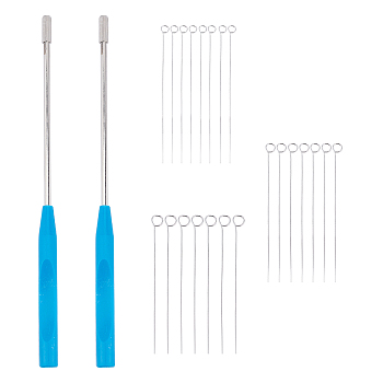 2Pcs Chromeplate Inoculating Stick, with 60Pcs Nichrome Inoculate Wires, Lab Supplies, Dark Blue, 22.5x1.1cm
