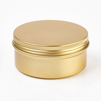 Round Aluminium Tin Cans, Aluminium Jar, Storage Containers for Cosmetic, Candles, Candies, with Screw Top Lid, Golden, 8.3x3.8cm, Capacity: 150ml(5.07 fl. oz)