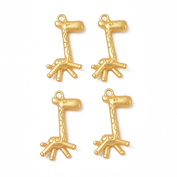 Rack Plating Alloy Pendants, Cadmium Free & Lead Free & Nickle Free, Giraffe Charms, Matte Gold Color, 29x18.5x3.5mm, Hole: 1.8mm