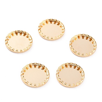304 Stainless Steel Cabochon Settings, Lace Edge Bezel Cups, Flat Round, Golden, 17x2mm Tray: 14mm
