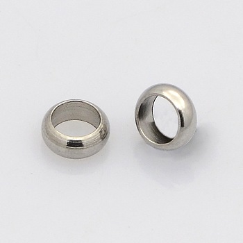 Ring 304 Stainless Steel European Large Hole Beads, Spacer Beads, Metal Findings for Jewelry Making Supplies, Stainless Steel Color, 4x1.5mm, Hole: 2.5mm