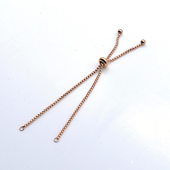 Adjustable 201 Stainless Steel Slider Bracelets Making, Box Chain Bolo Bracelets Making, Rose Gold, Single Chain Length: about 11.5cm